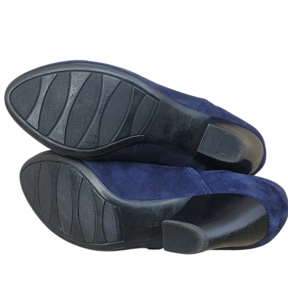 Vaneli blue suede women's block heel ankle slip on booties size 8.5 - Picture 4 of 7